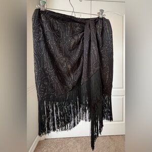 ZARA Black and Gold Fringe Asymmetrical with Tassel Mini Skirt Size Small